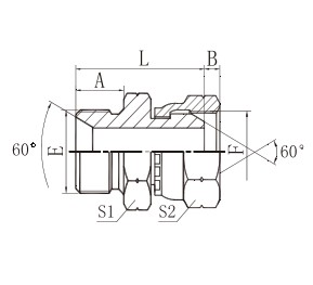 2B British pipe male thread 60°inner cone or hexagonal end face with combined gasket seal / British pipe female thread 60°external cone Main Image